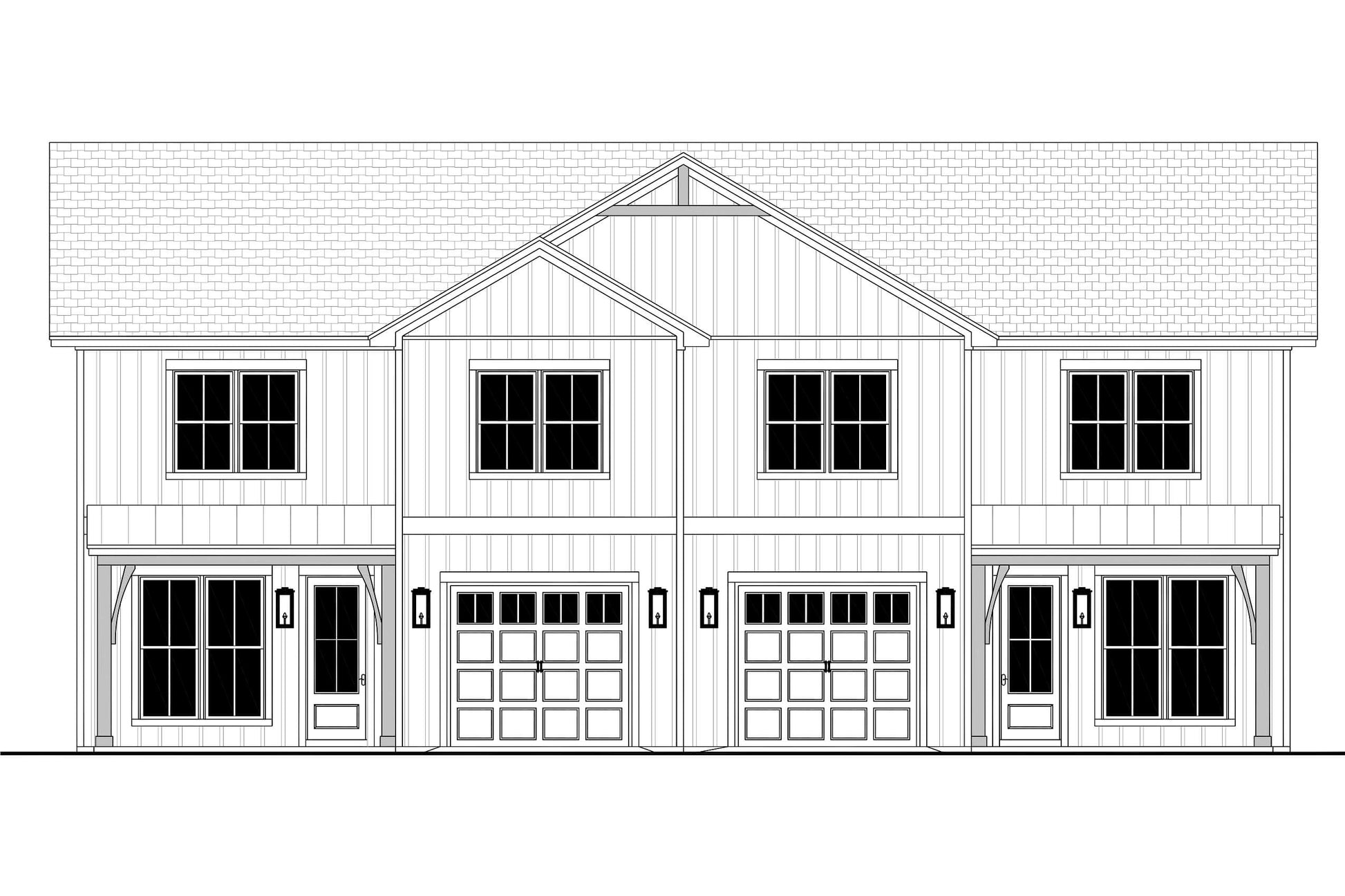 Oak Bowery Duplex Plan House Plan Zone 